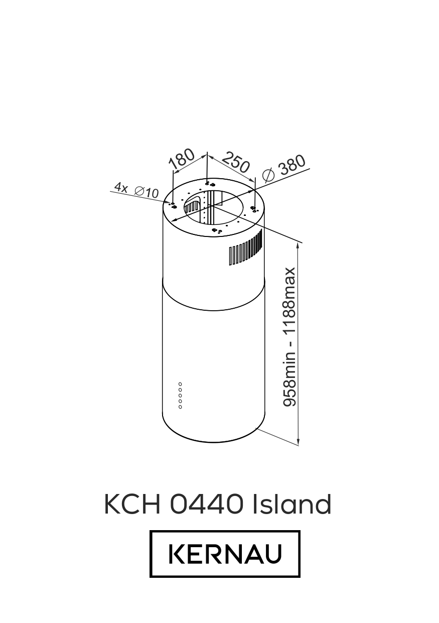 Złoty okap wyspowy Kernau KCH 0440 W Island
